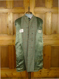 26/0875 vintage heavyweight crombie wool tailor-made green / brown houndstooth check tweed coat overcoat 40-42