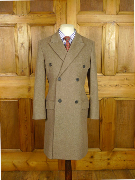 26/0876 immaculate nearly new aquascutum wool & 105 cashmere d/b fawn brown herringbone overcoat coat 36