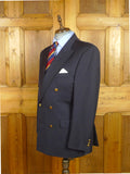 26/0862 vintage gieves & hawkes savile row navy blue d/b worsted wool blazer 43 regular