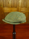 26/0878 vintage british green wp check tweed flat cap for country pursuits / vintage revivals 63 cms