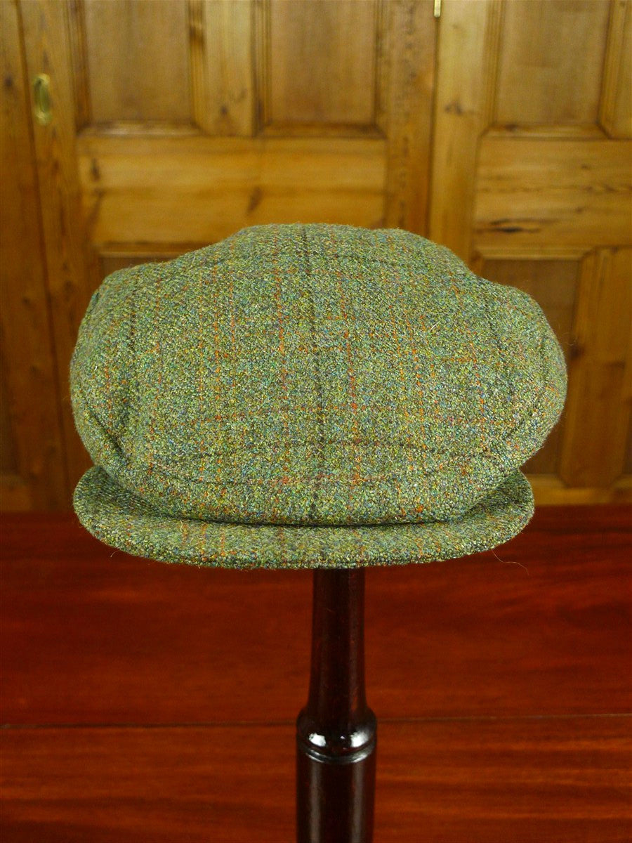 26/0878 vintage british green wp check tweed flat cap for country pursuits / vintage revivals 63 cms