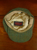 26/0878 vintage british green wp check tweed flat cap for country pursuits / vintage revivals 63 cms
