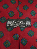 26/0898 vintage gieves savile row red / blue & green diamond pattern silk tie