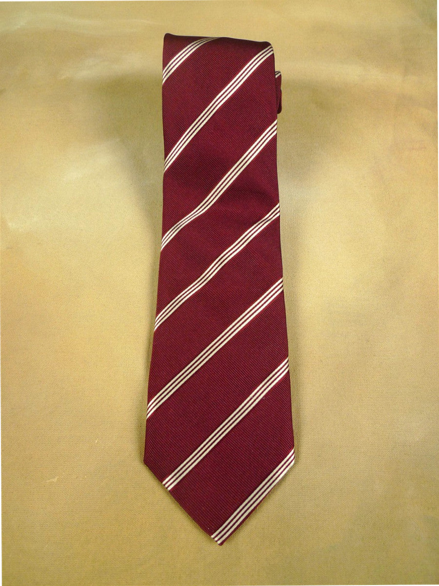 26/0899 immaculate hackett london burgundy red / ivory striped silk tie