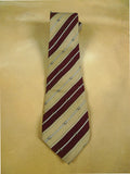 26/0897 wonderful vintage christian dior burgundy / beige striped silk tie w/ horn motif