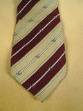 26/0897 wonderful vintage christian dior burgundy / beige striped silk tie w/ horn motif