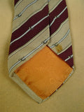 26/0897 wonderful vintage christian dior burgundy / beige striped silk tie w/ horn motif