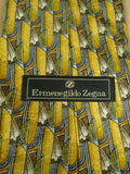 26/0900 immaculate ermenegildo zegna yellow art-deco pattern silk tie