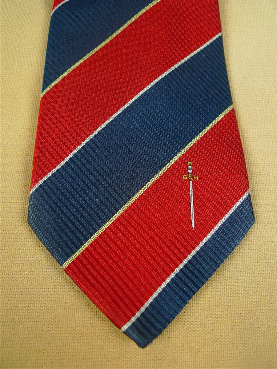 26/0896 vintage gieves & hawkes savile row blue / red striped silk repp tie