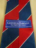 26/0896 vintage gieves & hawkes savile row blue / red striped silk repp tie