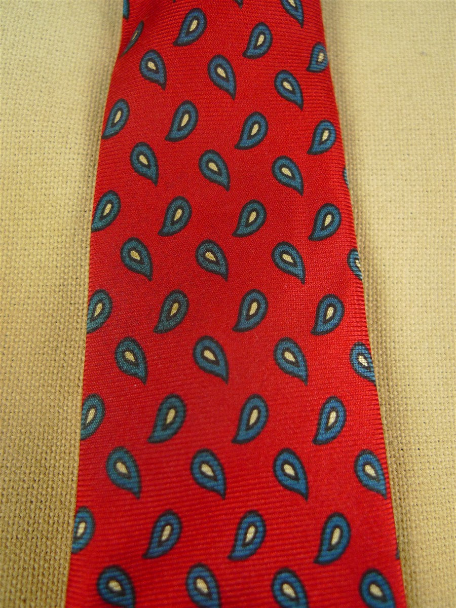 26/0901 vintage john comfort london red / blue paisley pattern silk tie