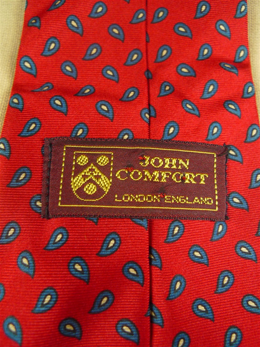 26/0901 vintage john comfort london red / blue paisley pattern silk tie