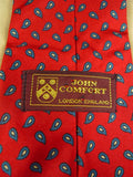 26/0901 vintage john comfort london red / blue paisley pattern silk tie