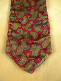 26/0893 genuine vintage silk & irish tweed red / bronze paisley pattern cravat for vintage revivals
