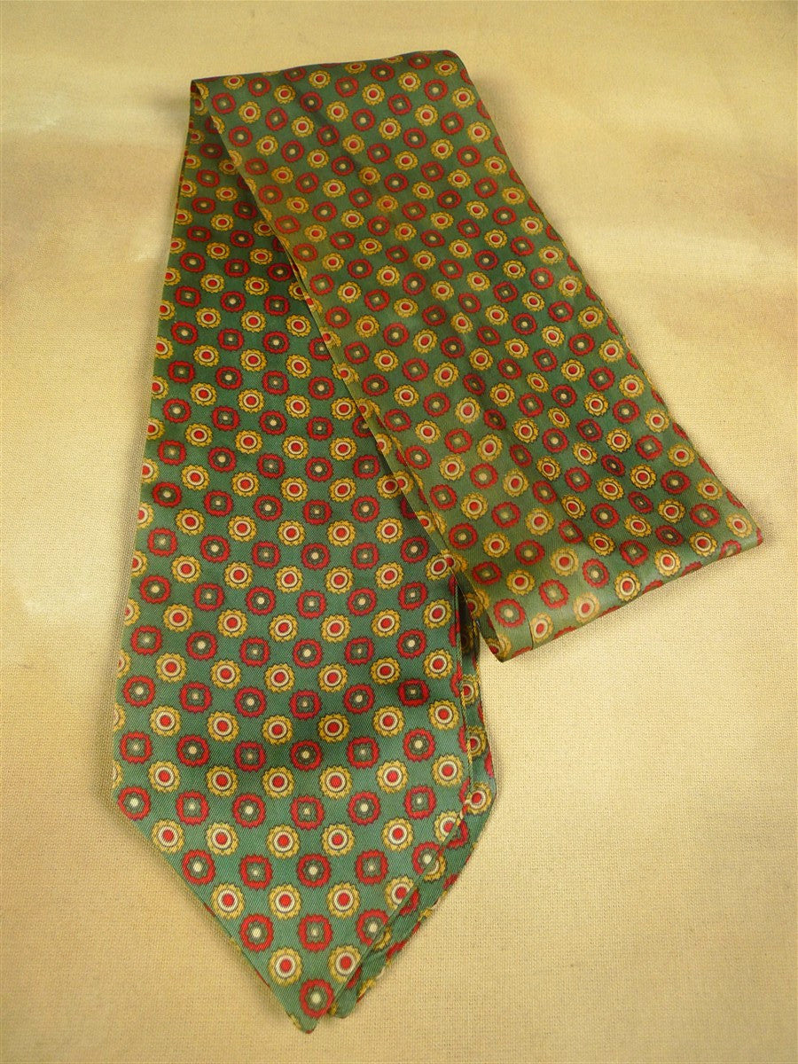 26/0891 genuine vintage rayon silk green / red scarf for vintage revivals