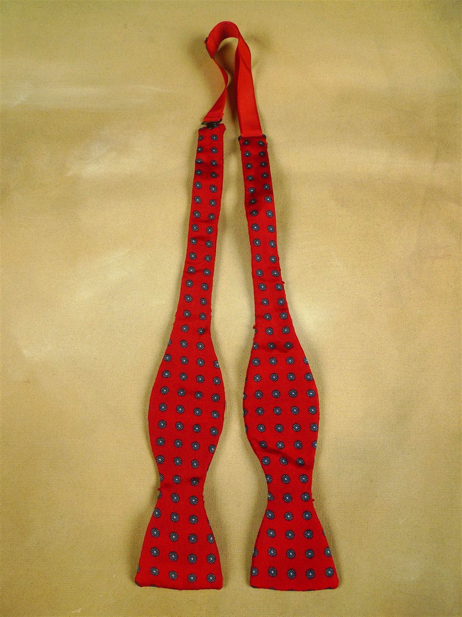 26/0885 vintage silk red / blue pattern bow tie