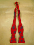 26/0885 vintage silk red / blue pattern bow tie