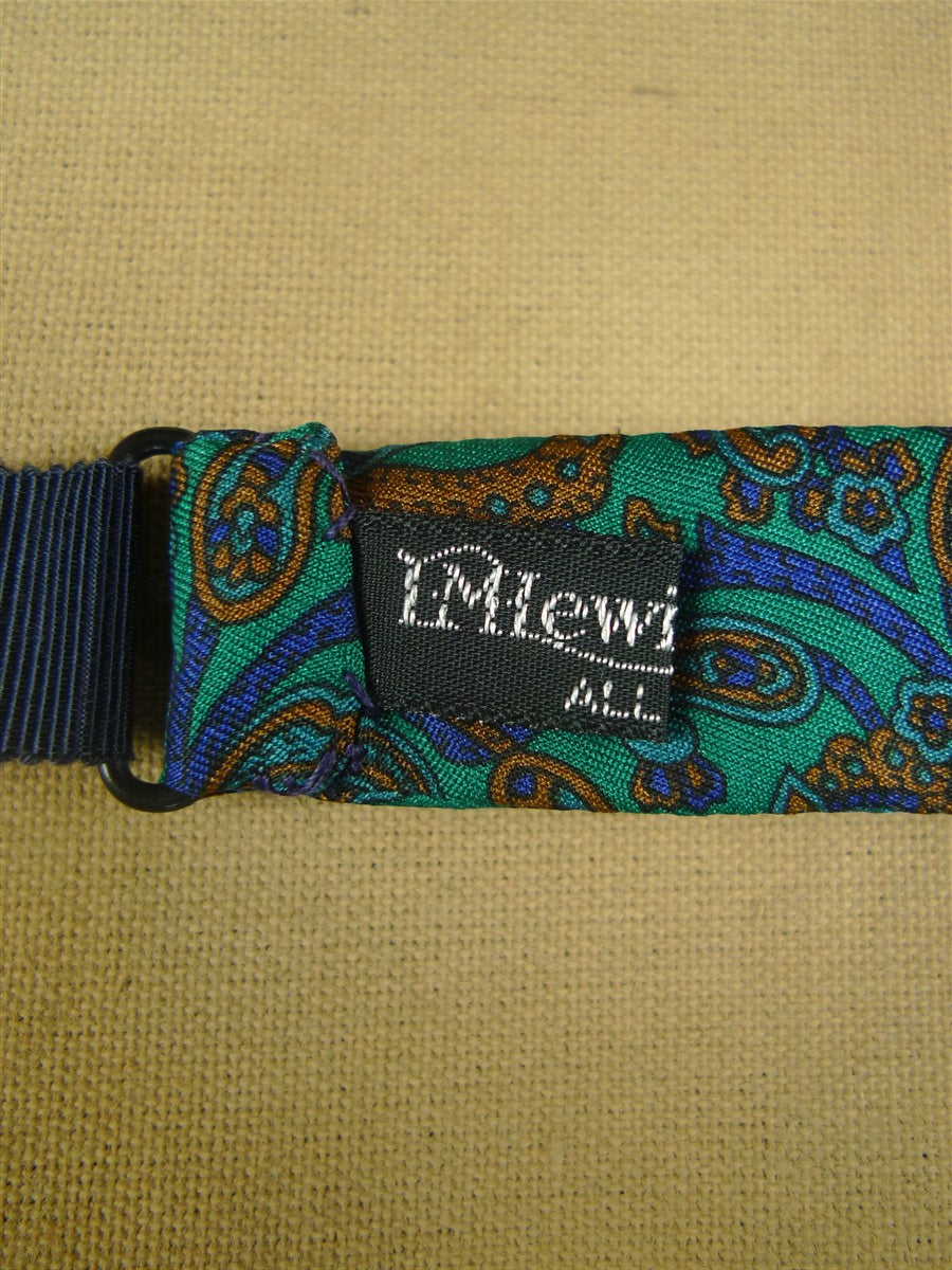 26/0888 vintage silk green / bronze & blue paisley pattern bow tie