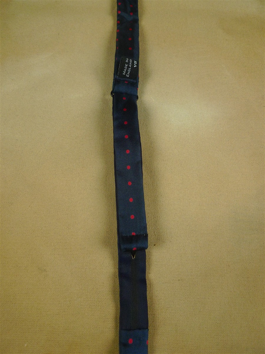 26/0886 vintage silk navy blue / red polka dot pattern bow tie