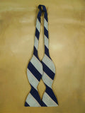 26/0883 vintage silk navy blue / grey repp stripe bow tie