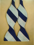 26/0883 vintage silk navy blue / grey repp stripe bow tie