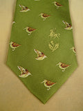 26/0907 immaculate irish green partridge shooting style woven pattern silk tie