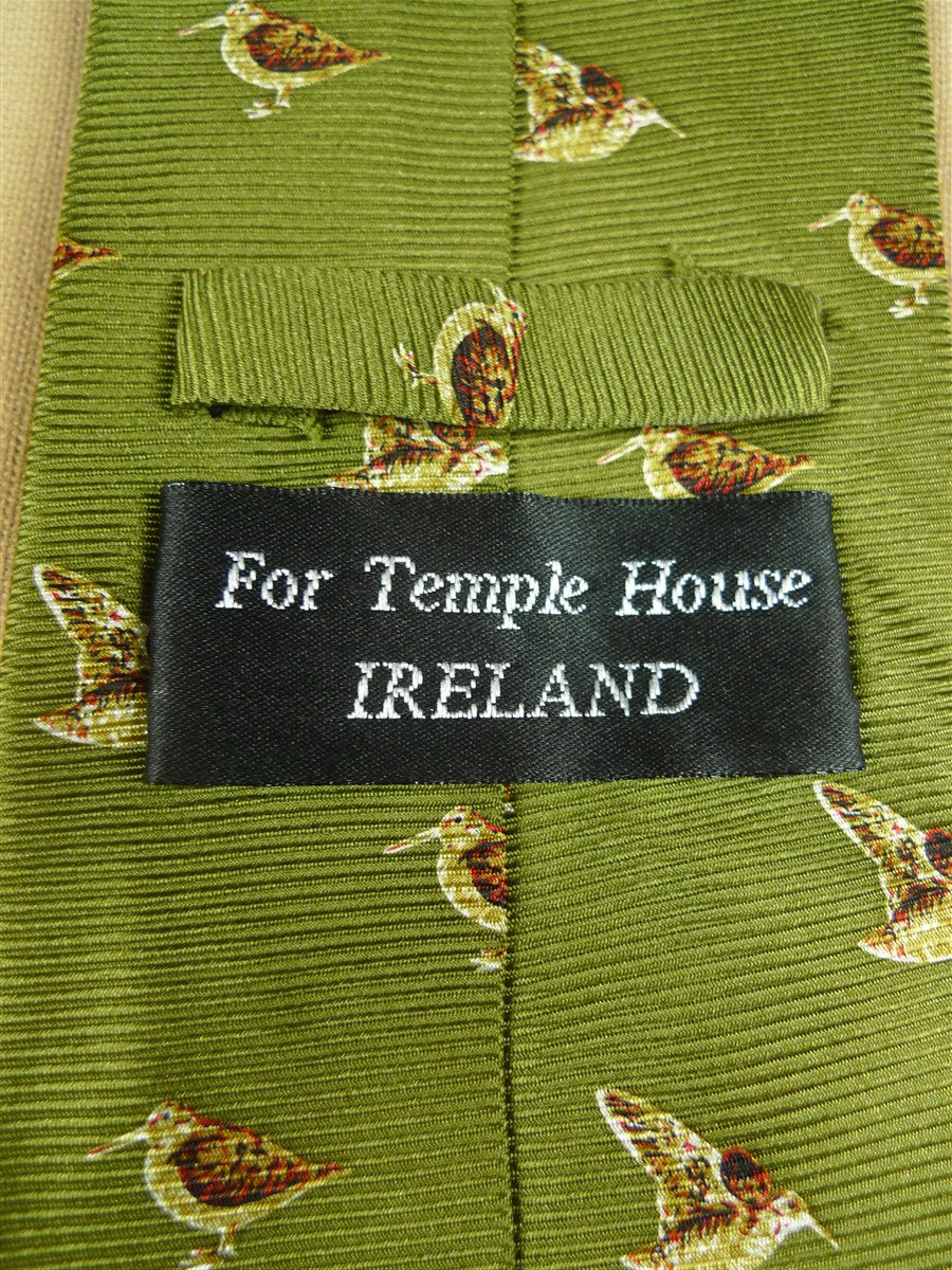 26/0907 immaculate irish green partridge shooting style woven pattern silk tie