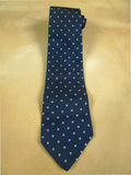 26/0902 immaculate vintage jermyn street navy / royal blue polka dot pattern silk tie