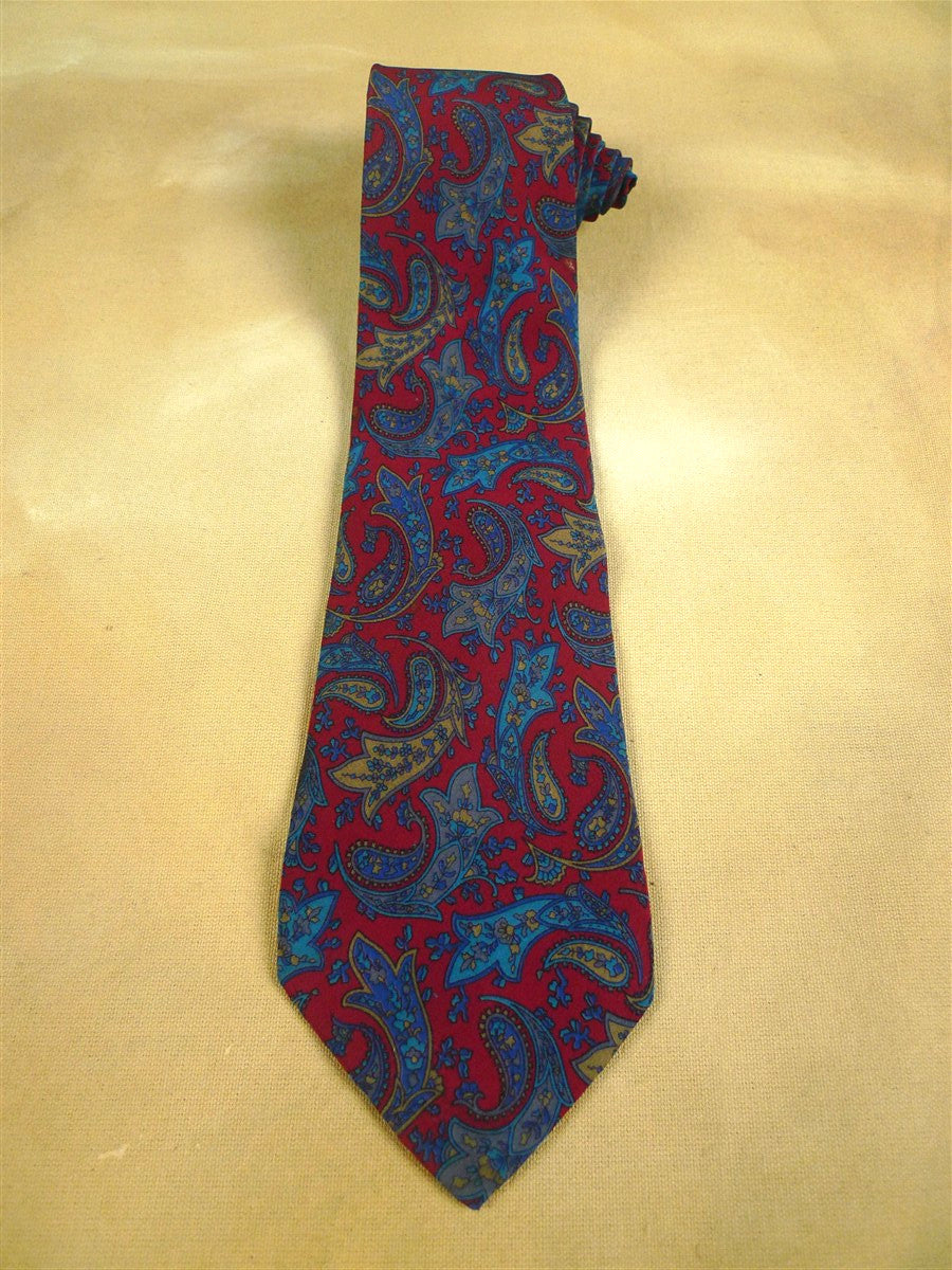 26/0903 immaculate vintage christian dior red / blue paisley pattern silk tie