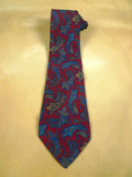 26/0903 immaculate vintage christian dior red / blue paisley pattern silk tie