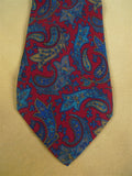 26/0903 immaculate vintage christian dior red / blue paisley pattern silk tie