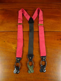26/0918 red / cream polka dot silk braces w/ black leather ends
