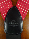 26/0918 red / cream polka dot silk braces w/ black leather ends