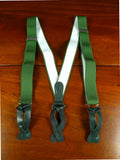 26/0913 immaculate green woven braces w/ dark green leather ends