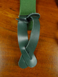 26/0913 immaculate green woven braces w/ dark green leather ends