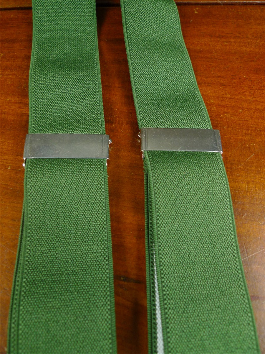 26/0913 immaculate green woven braces w/ dark green leather ends