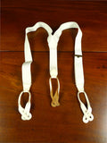 26/0909 vintage ivory white woven evening dress braces w/ white leather ends
