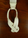 26/0909 vintage ivory white woven evening dress braces w/ white leather ends