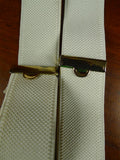 26/0909 vintage ivory white woven evening dress braces w/ white leather ends