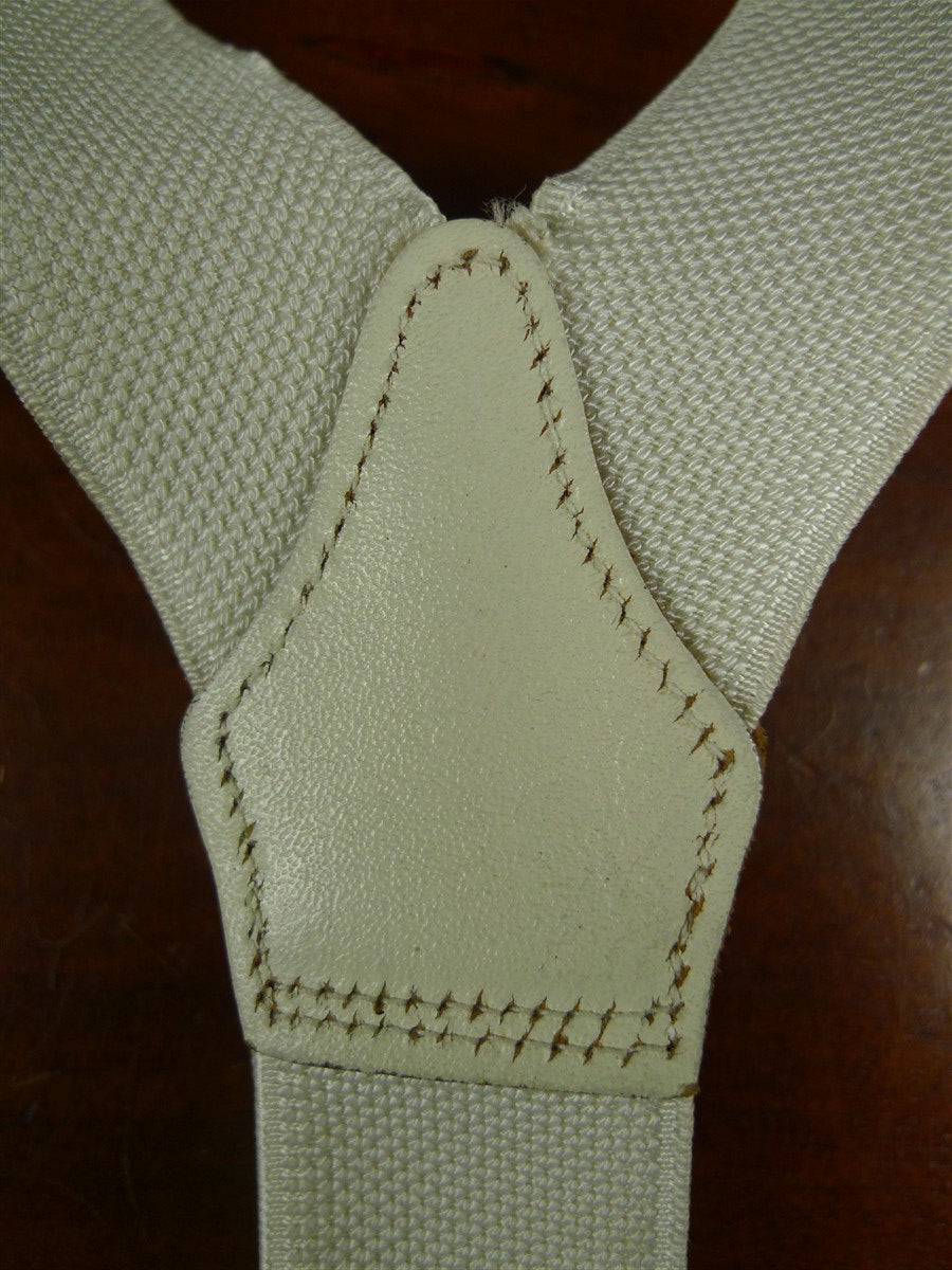 26/0909 vintage ivory white woven evening dress braces w/ white leather ends
