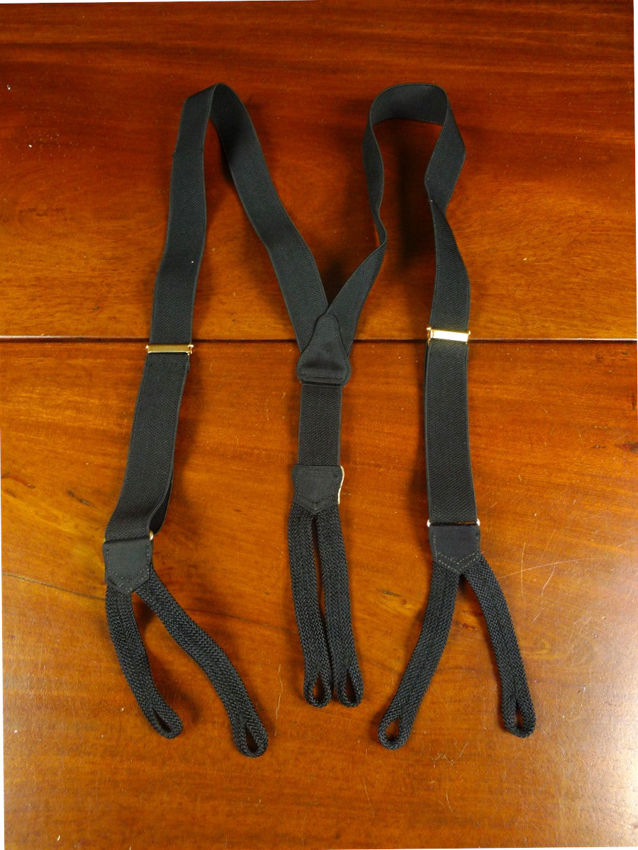 26/0910 vintage black woven evening dress braces w/ black rope ends