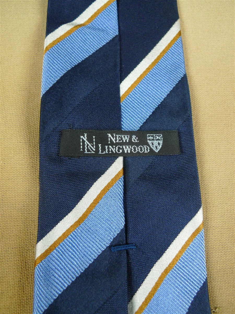 26/0922 new & lingwood navy / royal blue repp stripe silk tie