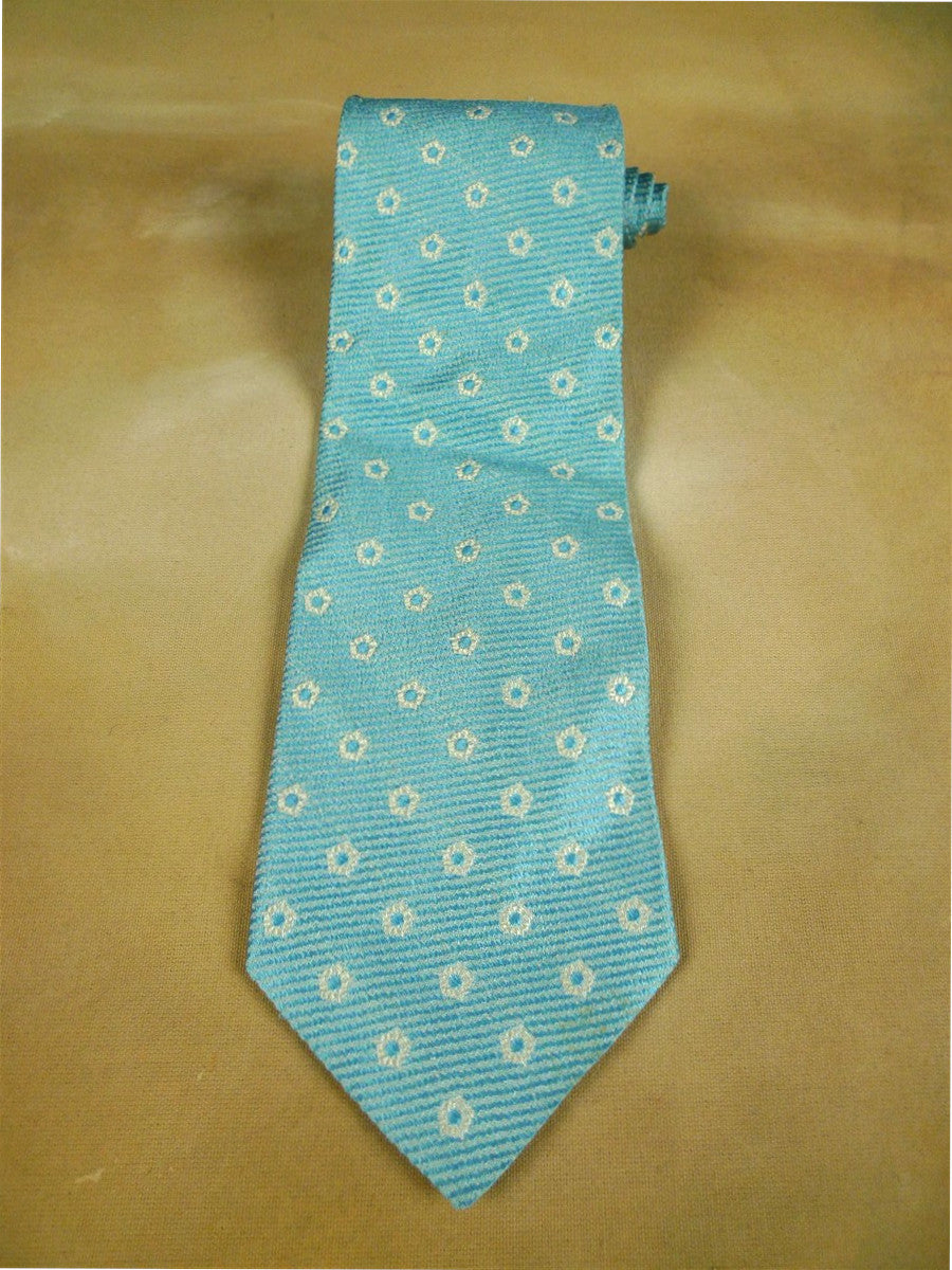 26/0930 venezia italian aqua blue pattern silk tie