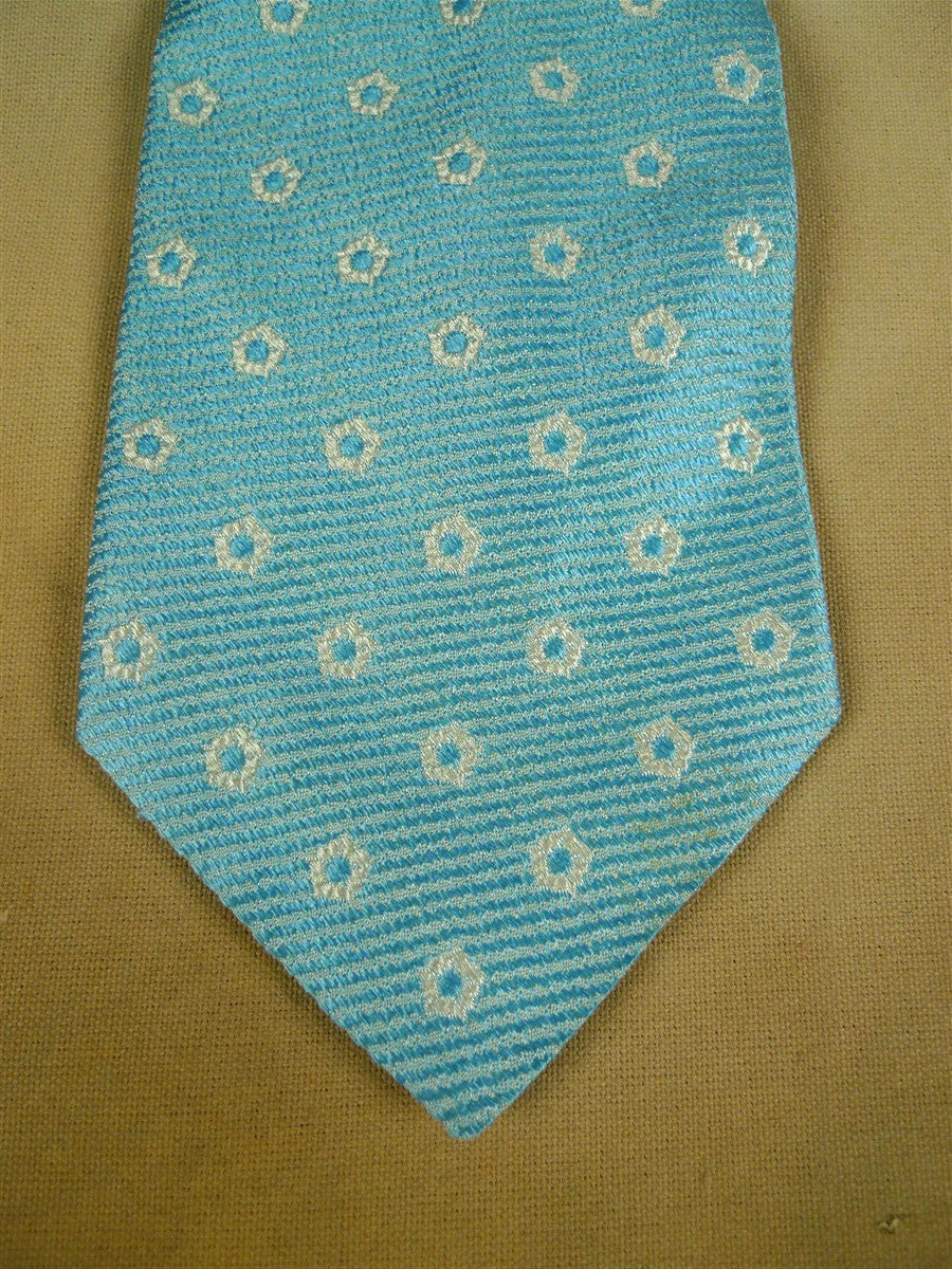 26/0930 venezia italian aqua blue pattern silk tie