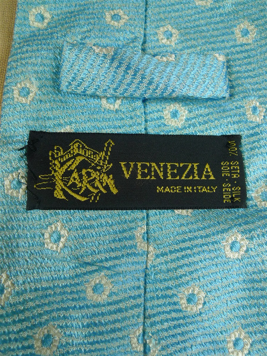 26/0930 venezia italian aqua blue pattern silk tie