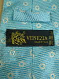 26/0930 venezia italian aqua blue pattern silk tie