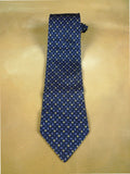 26/0926 vintage gieves & hawkes savile row navy blue / cream pattern silk tie