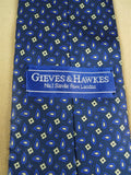 26/0926 vintage gieves & hawkes savile row navy blue / cream pattern silk tie