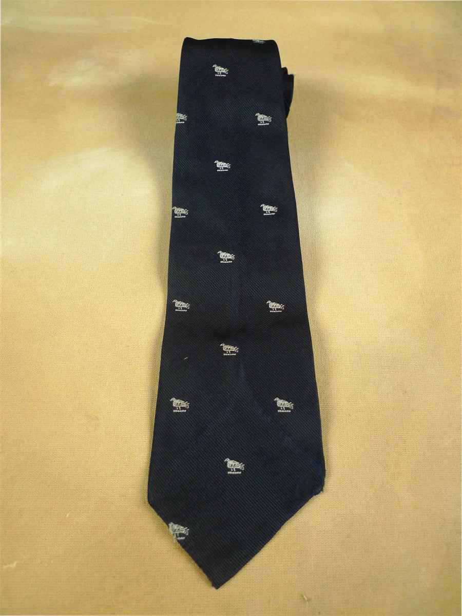 26/0928 vintage 1960s gieves savile row navy blue bird pattern tie for goodwood revival