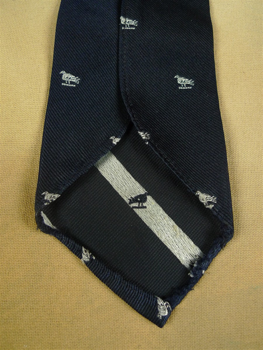 26/0928 vintage 1960s gieves savile row navy blue bird pattern tie for goodwood revival
